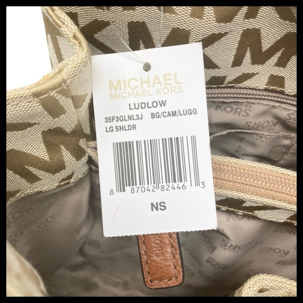 MICHAEL KORS Ludlow Shoulder Bag Signature Jacquard and Leather - Picture 15 of 16